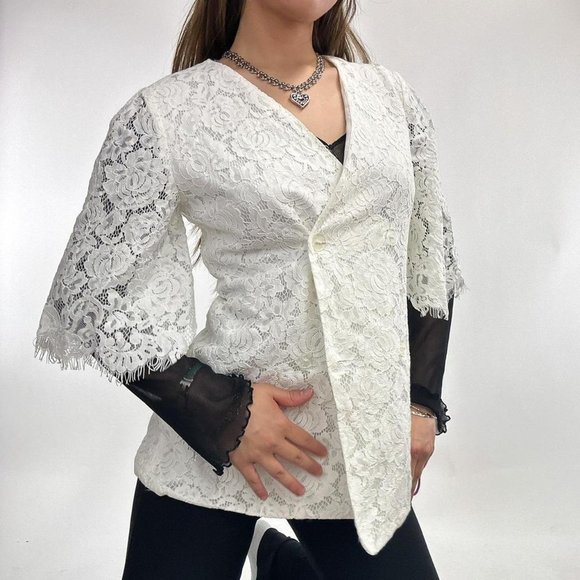 90s style lace jacket blazer - Picture 6 of 8